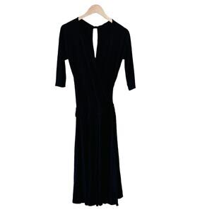 Gado Gado Black V Neck Three Quarter Sleeves Flare Dress Size Small NWT